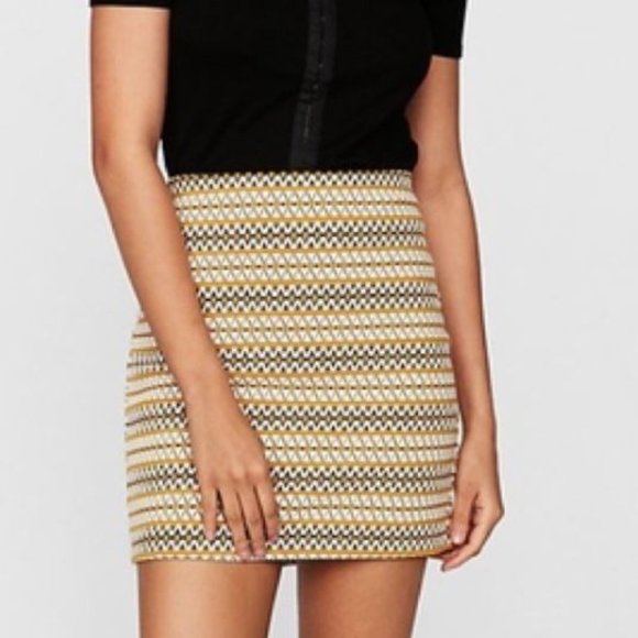 Express Dresses & Skirts - Express | NWT Women's Yellow Black White Geometric Print Mini Skirt - Size XS
